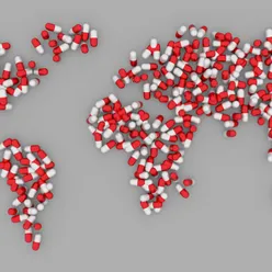 Verdenskart formet av tabletter