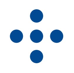 En gruppe blå sirkler