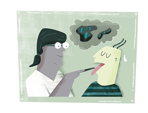 Illustrasjon av lege og pasient