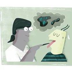 Illustrasjon av lege og pasient